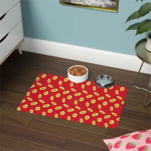 Vibrant Pet Food Mat - 12x18 Non-Slip Design for Cats and Dogs-Dark Red