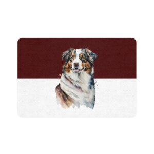 Australian Shepard Pet Food Mat (12x18)  -Maroon/White