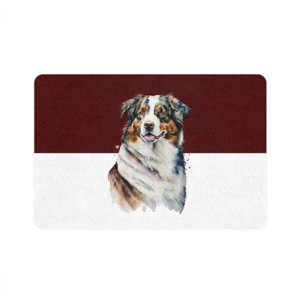 Australian Shepard Pet Food Mat (12x18)  -Maroon/White