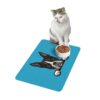 Boston Terrier Pet Food Mat (12x18) - Turquoise - Image 3