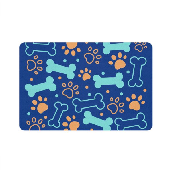 Bone & Paw Print Design Food Mat  (12x18) - Dark Blue