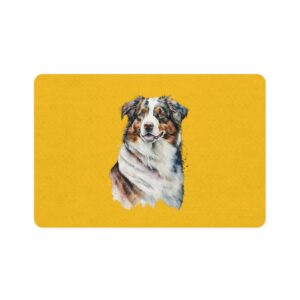 Australian Shepard Pet Food Mat (12x18) - Yellow