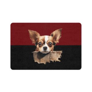 Chihuahua Pet Food Mat (12x18)  -Garnet/Black
