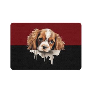 Cavalier King Charles Pet Food Mat (12x18)  -Garnet/Black