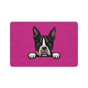 Boston Terrier Pet Food Mat (12x18) - Pink