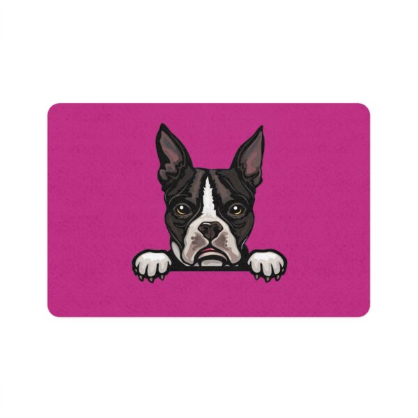 Boston Terrier Pet Food Mat (12x18) - Pink