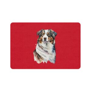 Australian Shepard Pet Food Mat (12x18) - Dark Red