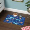 Bone & Paw Print Design Food Mat  (12x18) - Dark Blue - Image 4