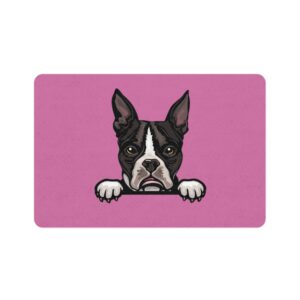 Boston Terrier Pet Food Mat (12x18) - Light Pink