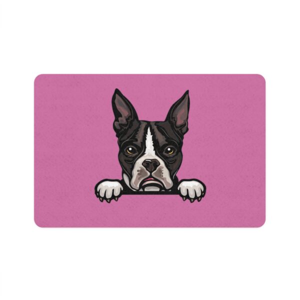 Boston Terrier Pet Food Mat (12x18) - Light Pink