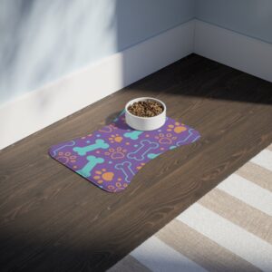 Colorful Pet Feeding Mats with Fun Bones & Paws Design-Light Purple