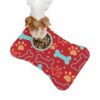 Colorful Pet Feeding Mats with Fun Bones & Paws Design-Dark Red - Image 3