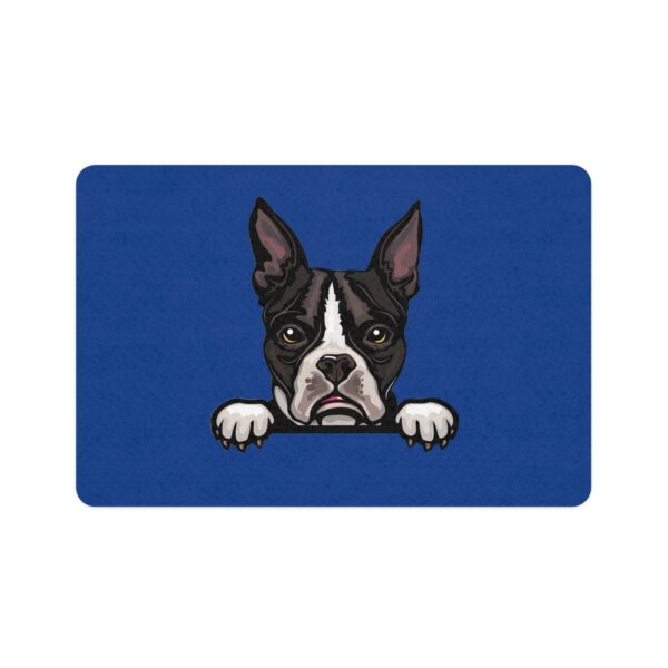 Boston Terrier Pet Food Mat (12x18) - Dark Blue