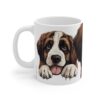 This St Bernard Dog 11 oz white mug is perfect for dog lovers who enjoy a cozy cup of coffee or tea. - Image 4