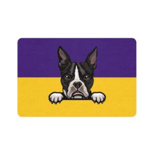 Boston Terrier Pet Food Mat (12x18) - Purple/Gold