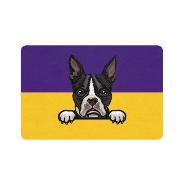 Boston Terrier Pet Food Mat (12x18) - Purple/Gold