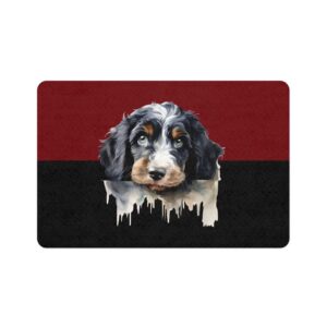 Bernedoodle Pet Food Mat (12x18)  -Garnet/Black