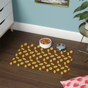 Vibrant Pet Food Mat - 12x18 Non-Slip Design for Cats and Dogs-Brown
