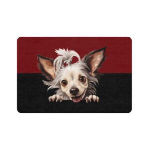 Chinese Crested Dog Food Mat (12x18)  -Garnet/Black