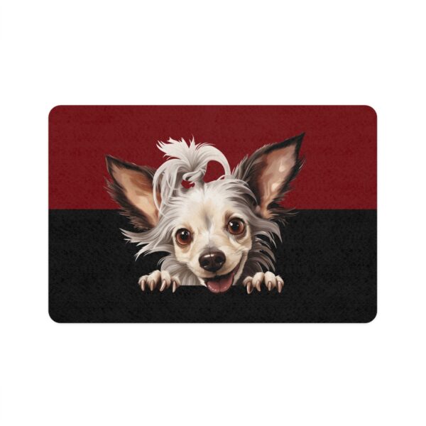 Chinese Crested Dog Food Mat (12x18)  -Garnet/Black