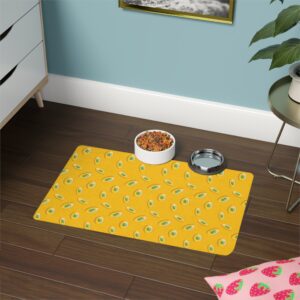 Vibrant Pet Food Mat - 12x18 Non-Slip Design for Cats and Dogs-Yellow