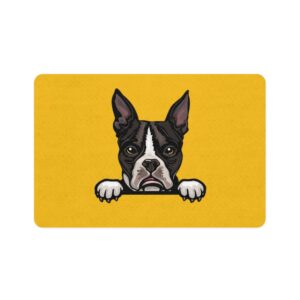 Boston Terrier Pet Food Mat (12x18) - Yellow