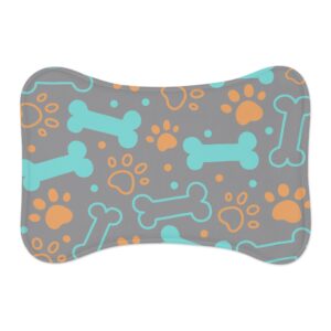 Colorful Pet Feeding Mats with Fun Bones & Paws Design-Grey