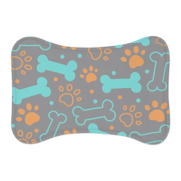 Colorful Pet Feeding Mats with Fun Bones & Paws Design-Grey