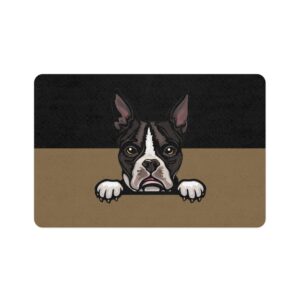 Boston Terrier Pet Food Mat (12x18)  -Black/Old Gold