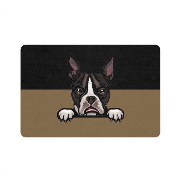 Boston Terrier Pet Food Mat (12x18)  -Black/Old Gold