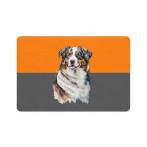 Australian Shepard Pet Food Mat (12x18)  -Orange/Smokey
