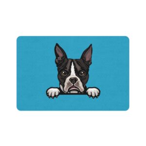 Boston Terrier Pet Food Mat (12x18) - Turquoise