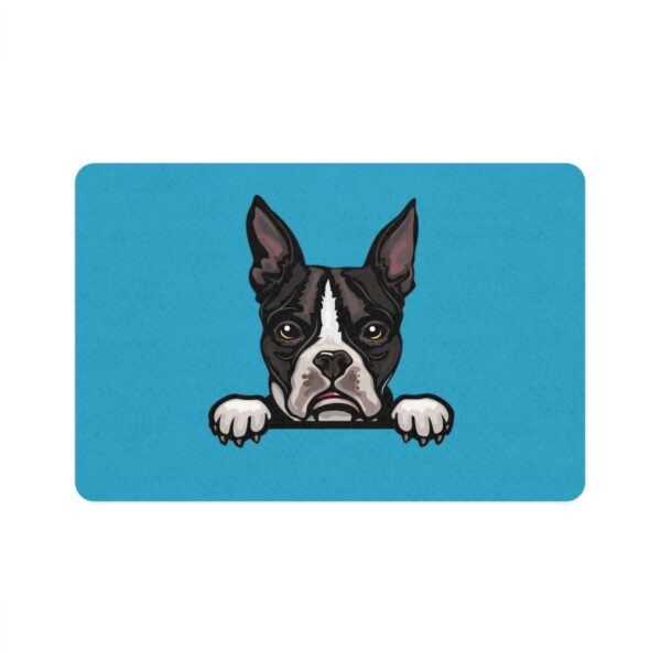 Boston Terrier Pet Food Mat (12x18) - Turquoise