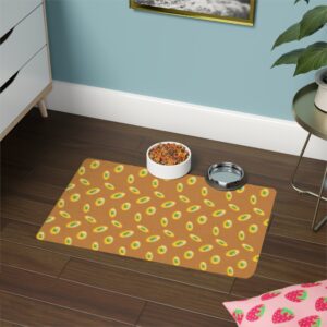 Vibrant Pet Food Mat - 12x18 Non-Slip Design for Cats and Dogs-Light Brown