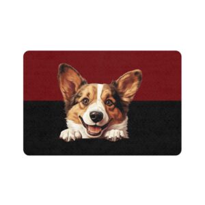 Cardigan Welsh Corgi Dog Food Mat (12x18)  -Garnet/Black