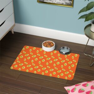 Vibrant Pet Food Mat - 12x18 Non-Slip Design for Cats and Dogs-Orange