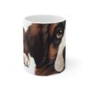 This St Bernard Dog 11 oz white mug is perfect for dog lovers who enjoy a cozy cup of coffee or tea. - Image 3