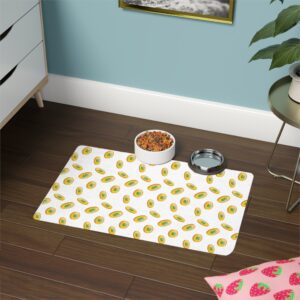 Vibrant Pet Food Mat - 12x18 Non-Slip Design for Cats and Dogs-White