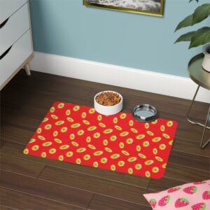 Vibrant Pet Food Mat - 12x18 Non-Slip Design for Cats and Dogs-Red