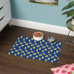 Vibrant Pet Food Mat - 12x18 Non-Slip Design for Cats and Dogs-Dark Blue