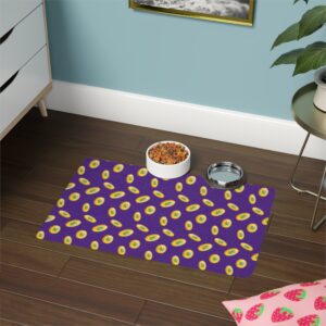 Vibrant Pet Food Mat - 12x18 Non-Slip Design for Cats and Dogs-Purple