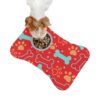 Colorful Pet Feeding Mats with Fun Bones & Paws Design - Red - Image 2