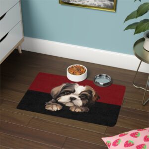 Shih Tzu Dog Food Mat (12x18)  -Garnet/Black