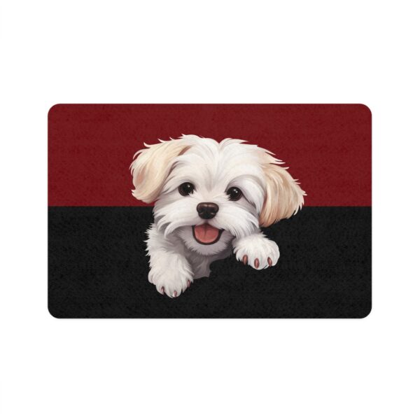 Maltese Dog Food Mat (12x18)  -Garnet/Black