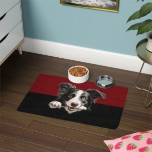 Border Collie Dog Food Mat (12x18)  -Garnet/Black