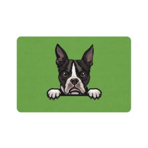 Boston Terrier Pet Food Mat (12x18) - Green
