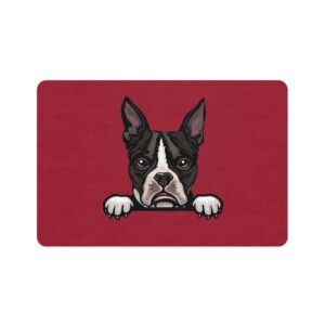 Boston Terrier Pet Food Mat (12x18) - Crimson