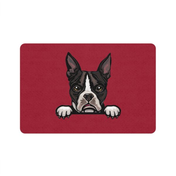 Boston Terrier Pet Food Mat (12x18) - Crimson