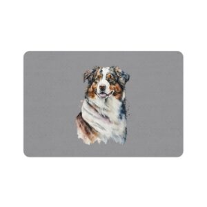 Australian Shepard Pet Food Mat (12x18) - Grey