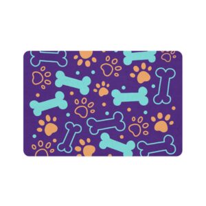 Bone & Paw Print Design Food Mat  (12x18) - Purple